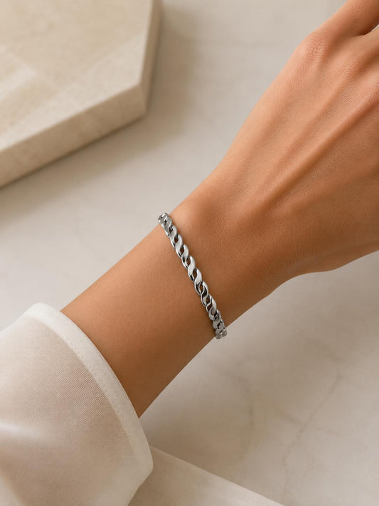 Silver Twisted open Bangle