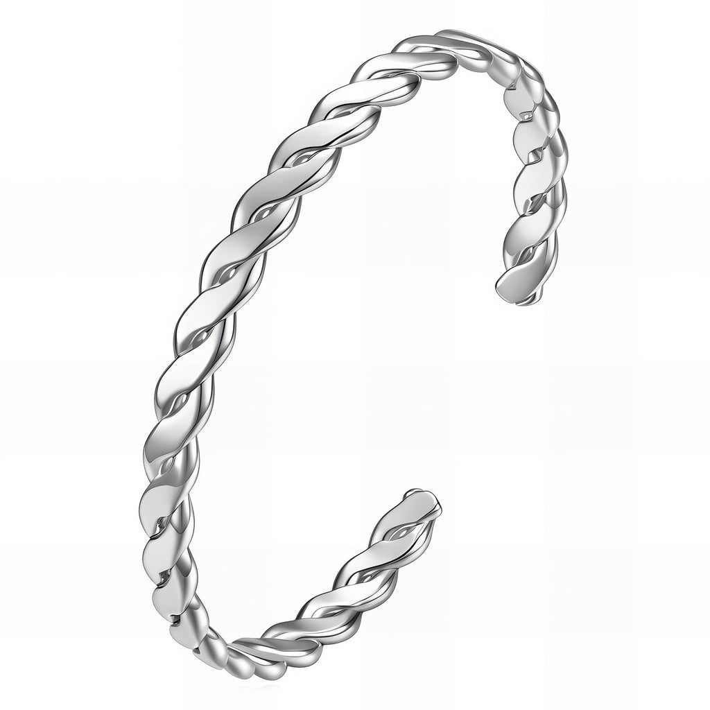 Silver Twisted open Bangle