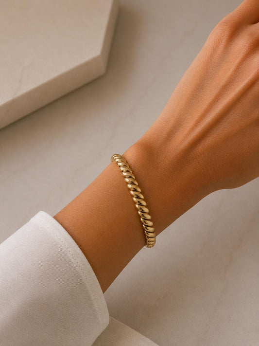 Gold Croissant open Bangle