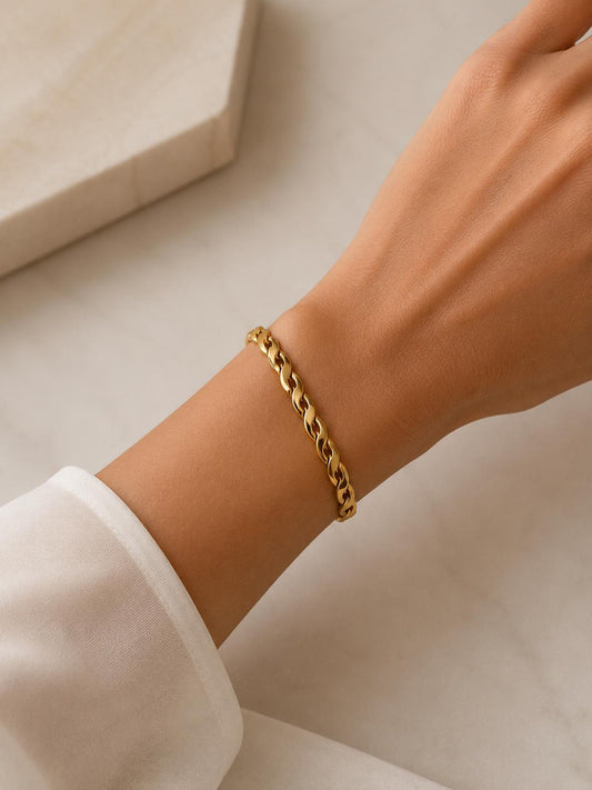 Gold Twisted open Bangle