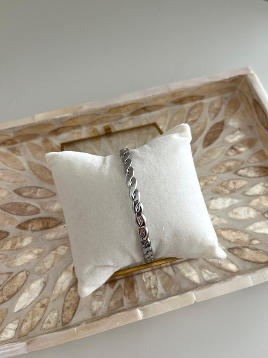 Silver Twisted open Bangle