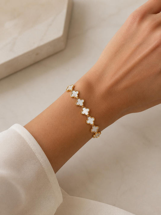 Clover luxe white bangle